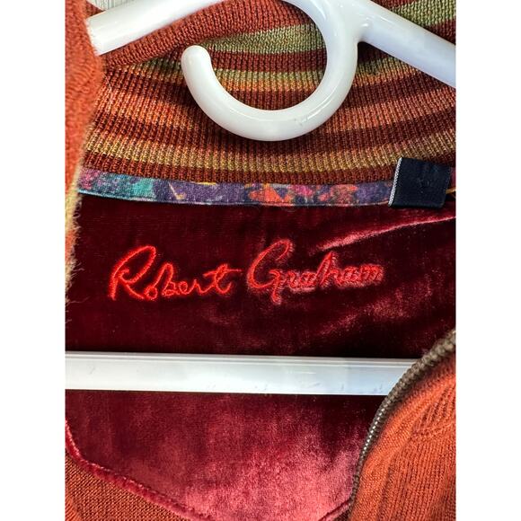 Robert‎ Graham Wool Sweater Mens XL Rust Orange Ribbed Trim Quarter Zip pullover - Picture 5 of 7